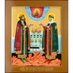 Рукописная икона Петр и Феврония