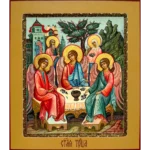 Рукописная икона Святой Троицы